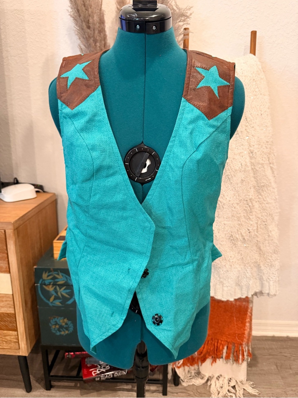 Turquoise Star Accent Western Vest